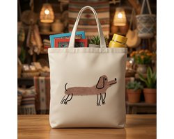Tote Bag Little Wiener Dog - Sweet Design - Cute Vibes - Dierenliefhebber - Cadeau - Gift