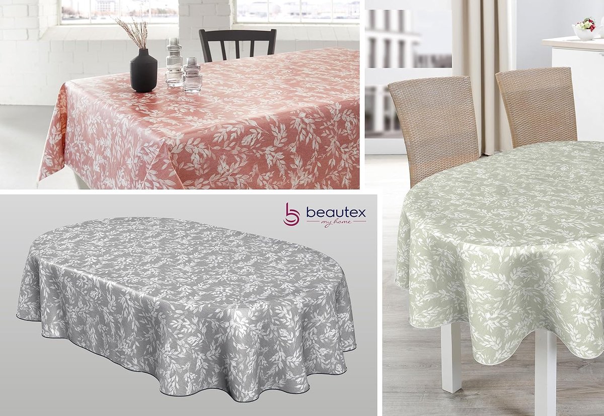 Wasdoek tafelkleed ovaal 140x190 cm - Antislip - Motief takken lichtgroen - Perfect voor elke tafel - ShopVlot
