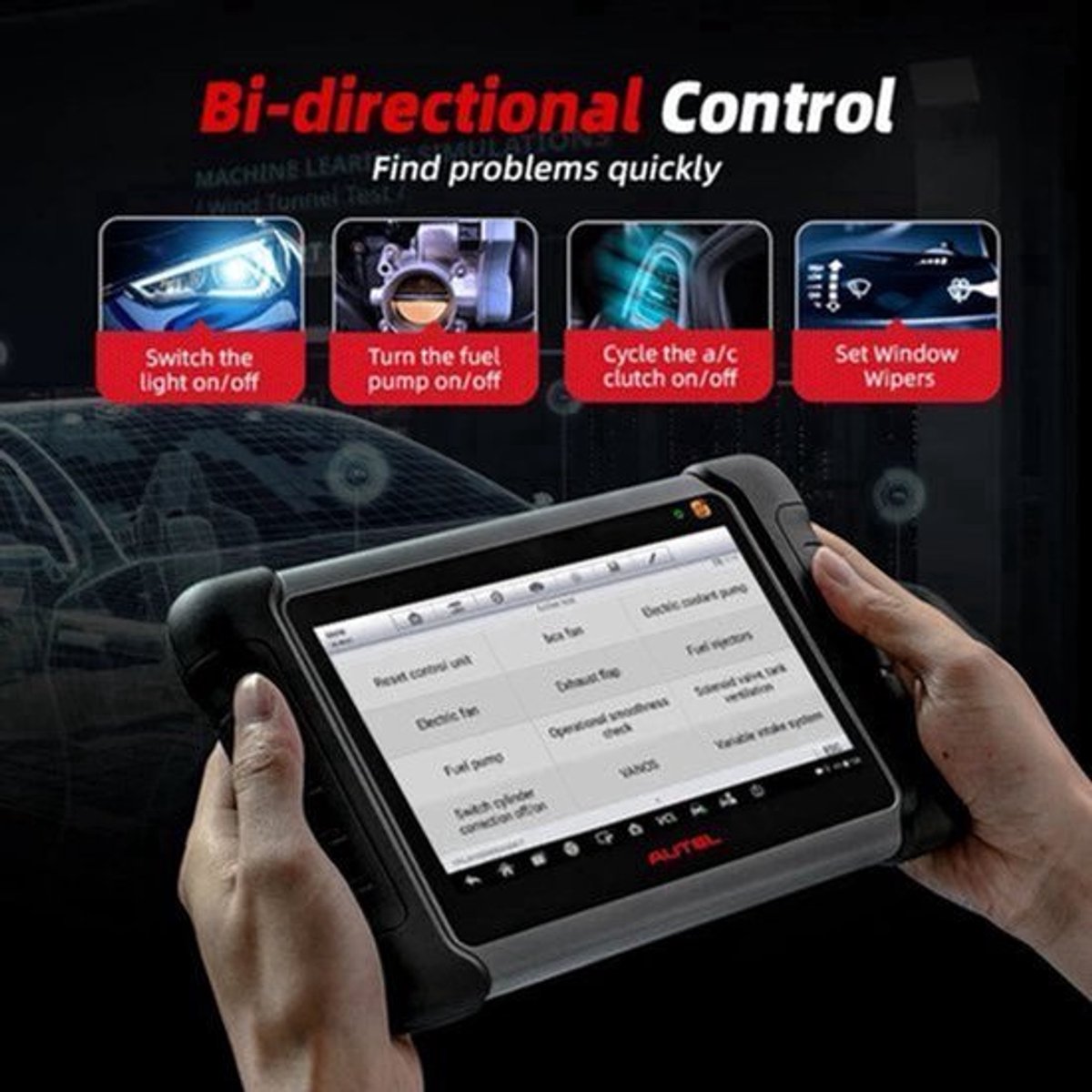 OBD2 Scanner – Auto Diagnosetool – Foutcode Uitlezer – Auto Scanner – Draadloos Bluetooth – 7 Inch Touchscreen – Bi-directionele Actieve Tests