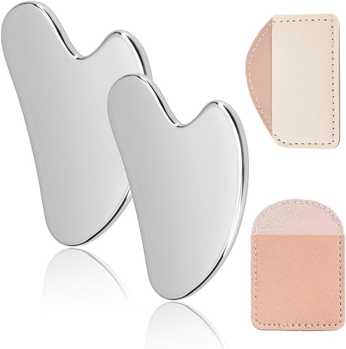 Set van 2 RVS Gua Sha Tools voor Gezichtsmassage | Verstevigende en Sculpting Massage voor een Strakkere Kaaklijn en Stralende Huid