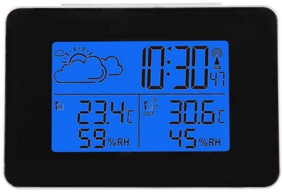 Weerstation Klok - Digitale Alarmklok - Binnen Buiten Meten - 8 Uur Weersvoorspelling - 14 x 10 x 5 cm