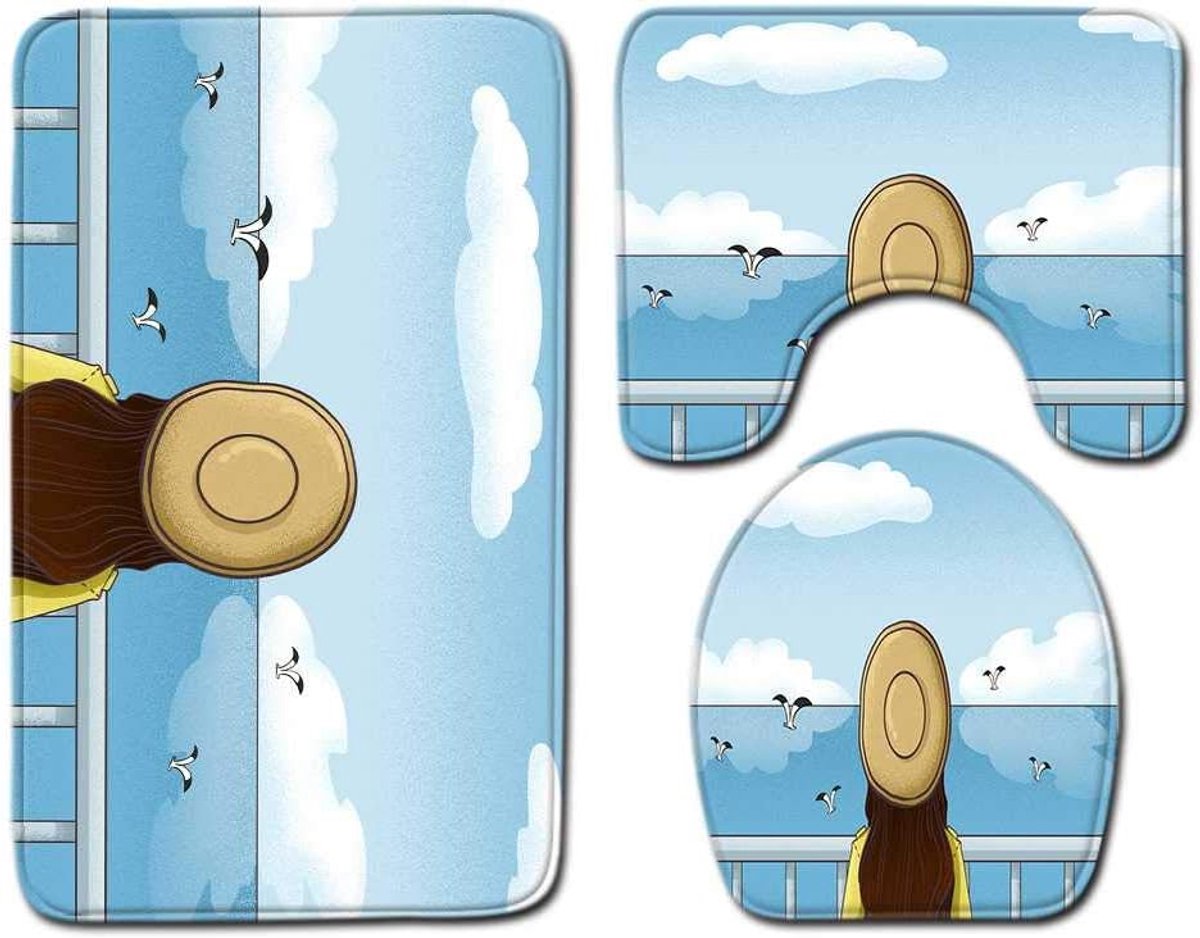 Antislipmat, Driedelige Badkamer Anti-slip Mat, Vloer Mat Tapijt Deurmat, Machine-wasbare Badkamer Tapijt 50cmx80cm
