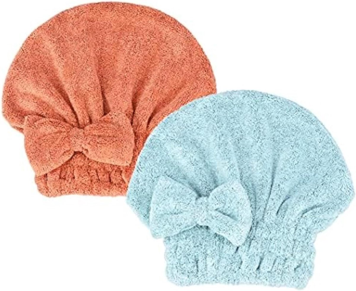 Drogen Handdoeken Hoofdwrap met Bouw-Knoop Douche Cap Tulband Wrap Bad Cap voor Krullend Lang & Nat Haar - Gift voor Vrouwen