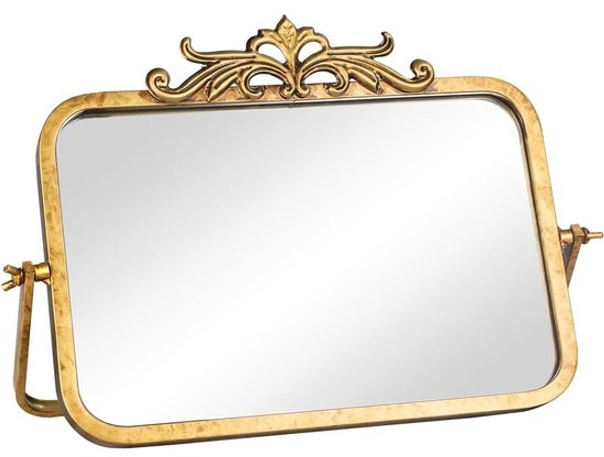 Vintage bureauspiegel - Kaptafel spiegel - Make-up aanbrengen - 360 graden draaibaar - 30 cm hoog - Antiek Goud