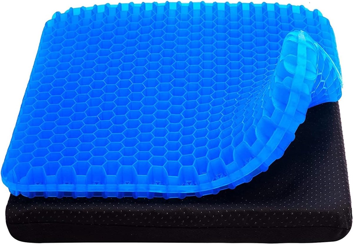 Gel Zitkussen, Honingraat Ontwerp, Dubbel Dik Gelkussen, Ademend en Comfortabel Stoelkussen voor Auto, Kantoor, Thuis en Stoel