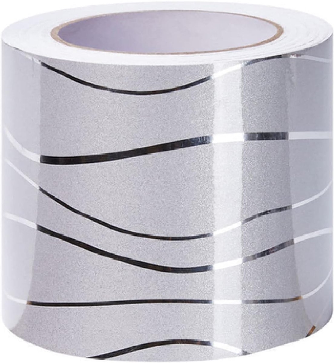 Schil en Stick Behang Spiegel Borders voor Badkamer Klaslokaal Bulletin Board Borders Boho Papier voor Klas Trim Sets Zilver Golf 12 cm X 500 cm