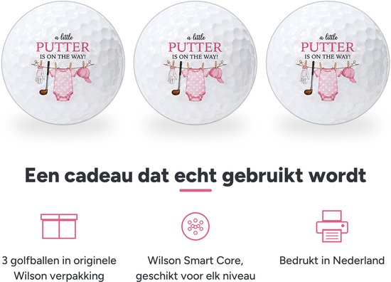 Golfballen Baby Girl - Geboorte Golf Cadeau - 3 stuks - Wilson - Bedrukte Golfballen — afbeelding 2