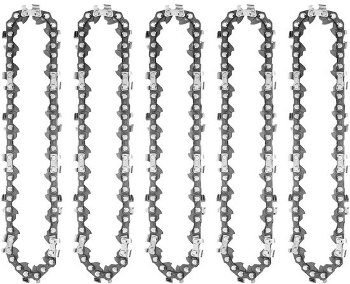 Dailygoody - Zaagkettingen 4 inch - Kettingzaag Accessoires - 5 Stuks - Mini Kettingzaag - Semi-Beitel Ketting - Voor Elektrische Kettingzagen