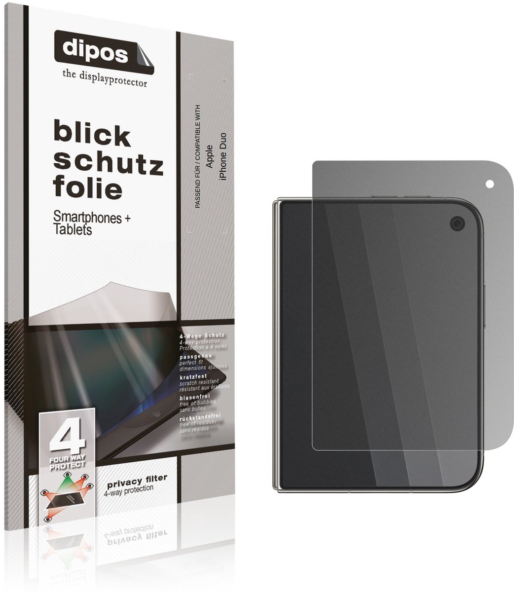 dipos – Matte Privacy Screenprotector geschikt voor Apple iPhone Duo Buitenkant | Anti-Spy Beschermfolie