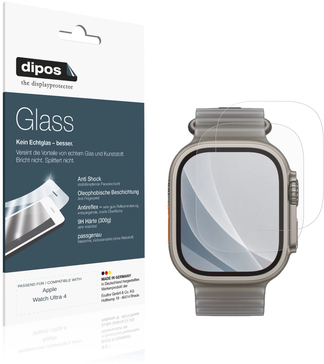 dipos – 2x Matte Pantserfolie geschikt voor Apple Watch Ultra 4 | 9H Screenprotector