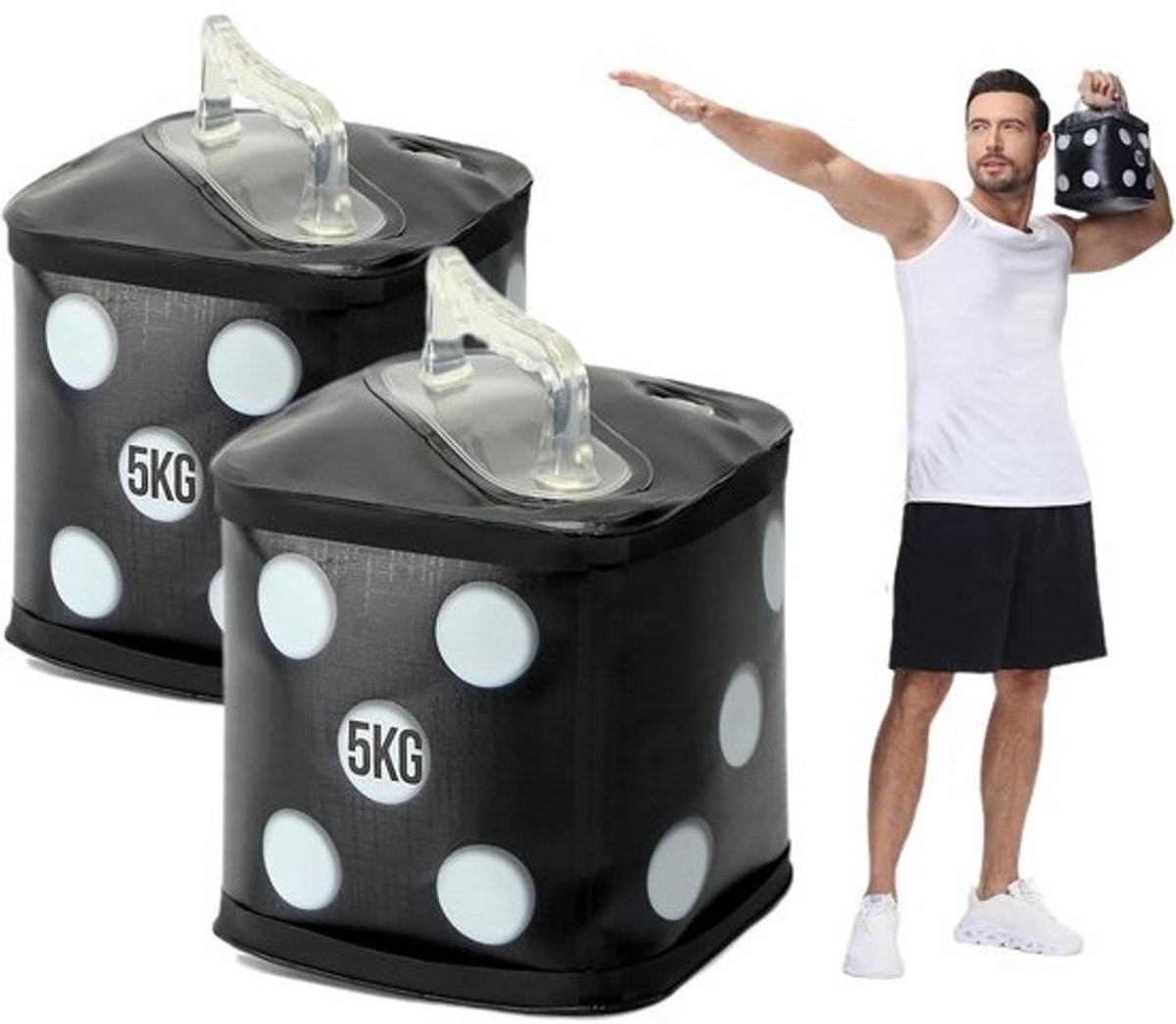 Draagbare Halters - Water Halters - Thuis Krachttraining - Verstelbaar Gewicht - 10 Kg Paar - Zwart