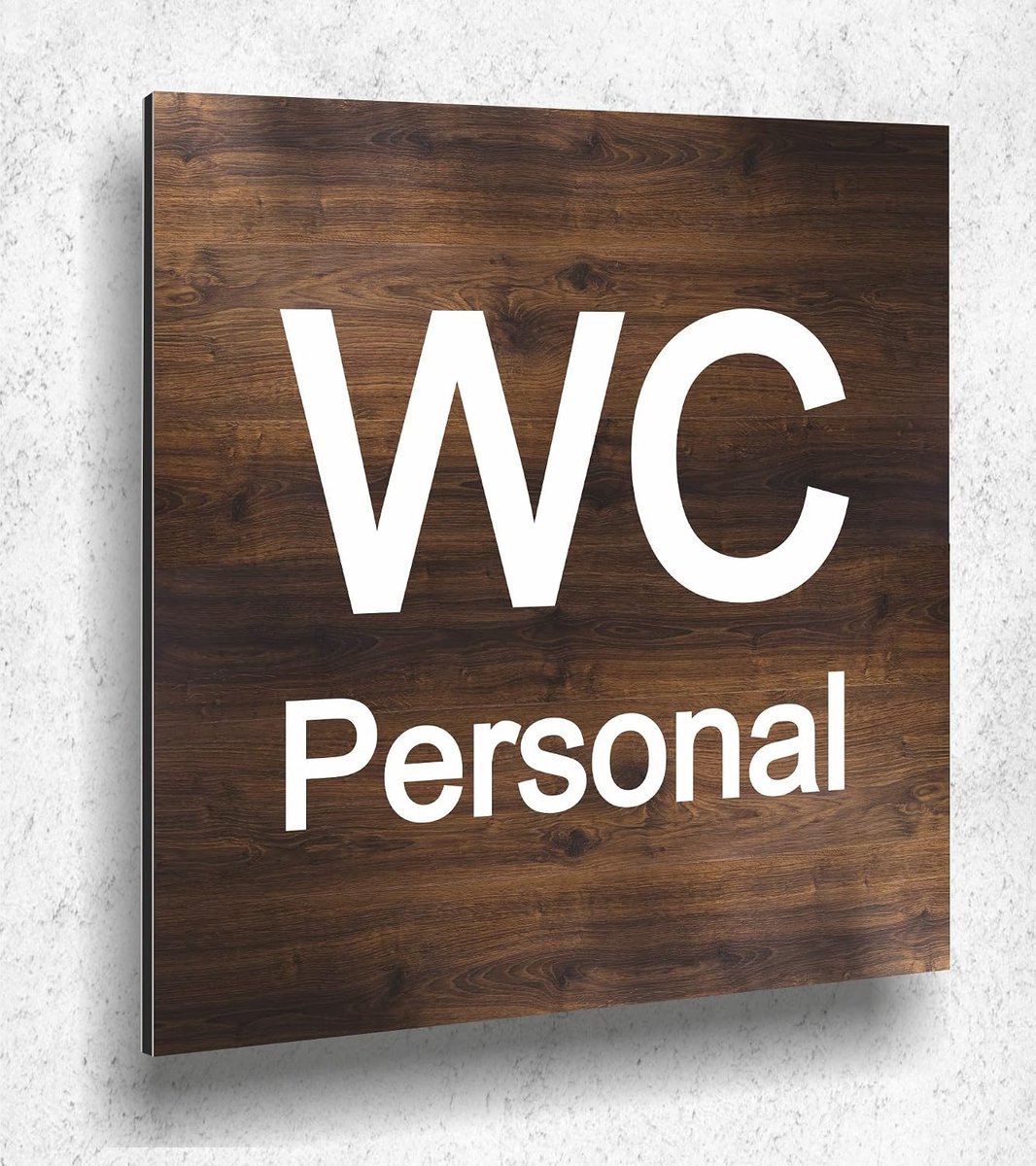 wc personeel bord houtlook eiken donker dames heren hout UV druk 12 x 12 cm - 3 mm aluminium composiet - Made in Germany art.nr. E 2102