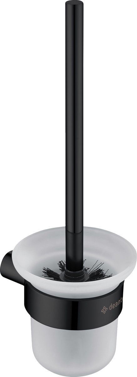 Sanifun Round toiletborstel met wandhouder mat zwart Nero