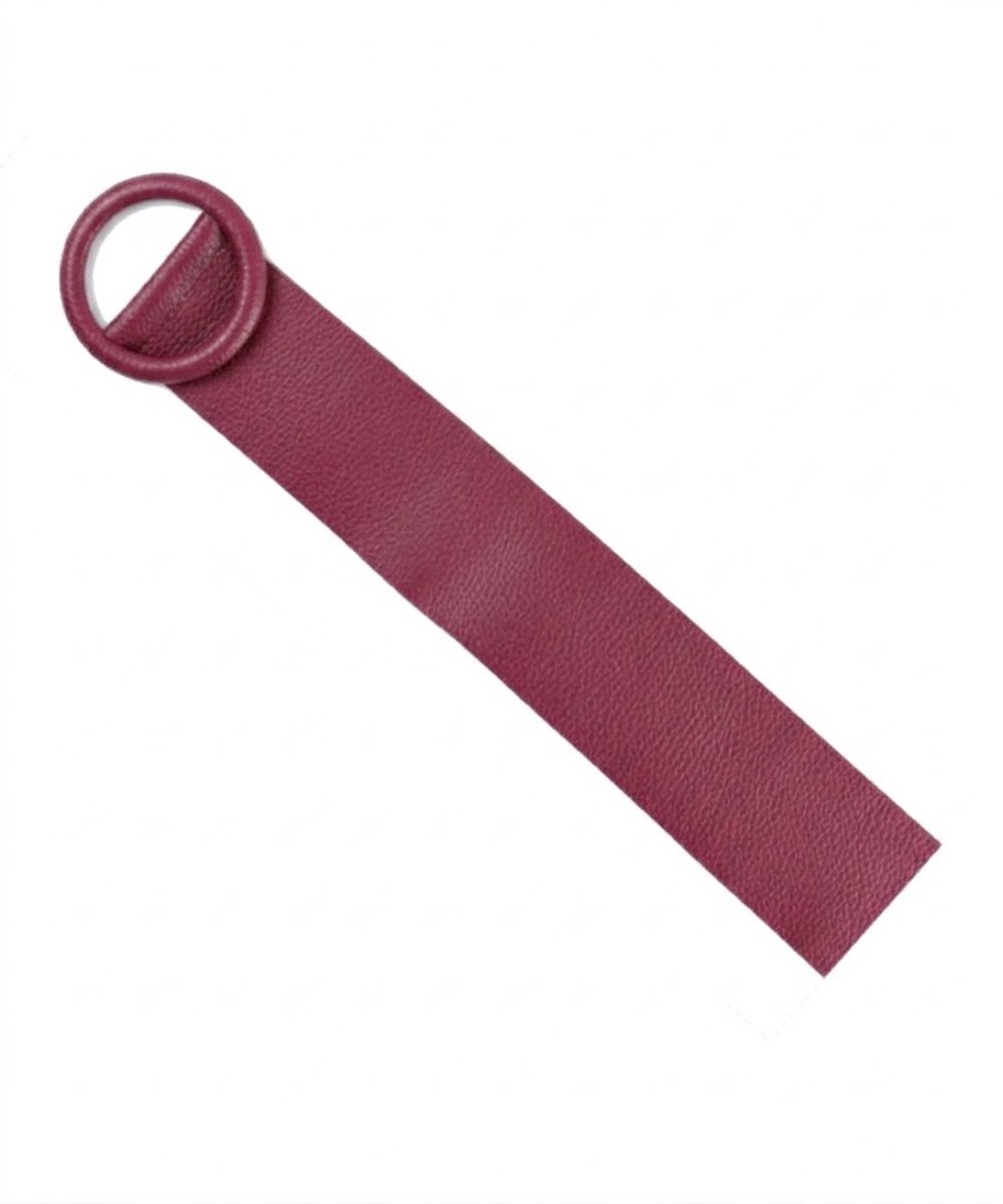 Wijnrode brede Leren Riem Ronde Gesp - Taille Riem - Leer Leder - Brede Dames Riemen Ceinturen - Wijnrood/Wine
