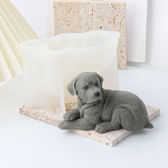 3D Hond siliconen mal kaarsvorm zeepvorm hond siliconen vormen dieren bakvorm voor taartdecoratie, chocolade, zeep, sojawas kaarsen, handwerk (hond E) — afbeelding 2