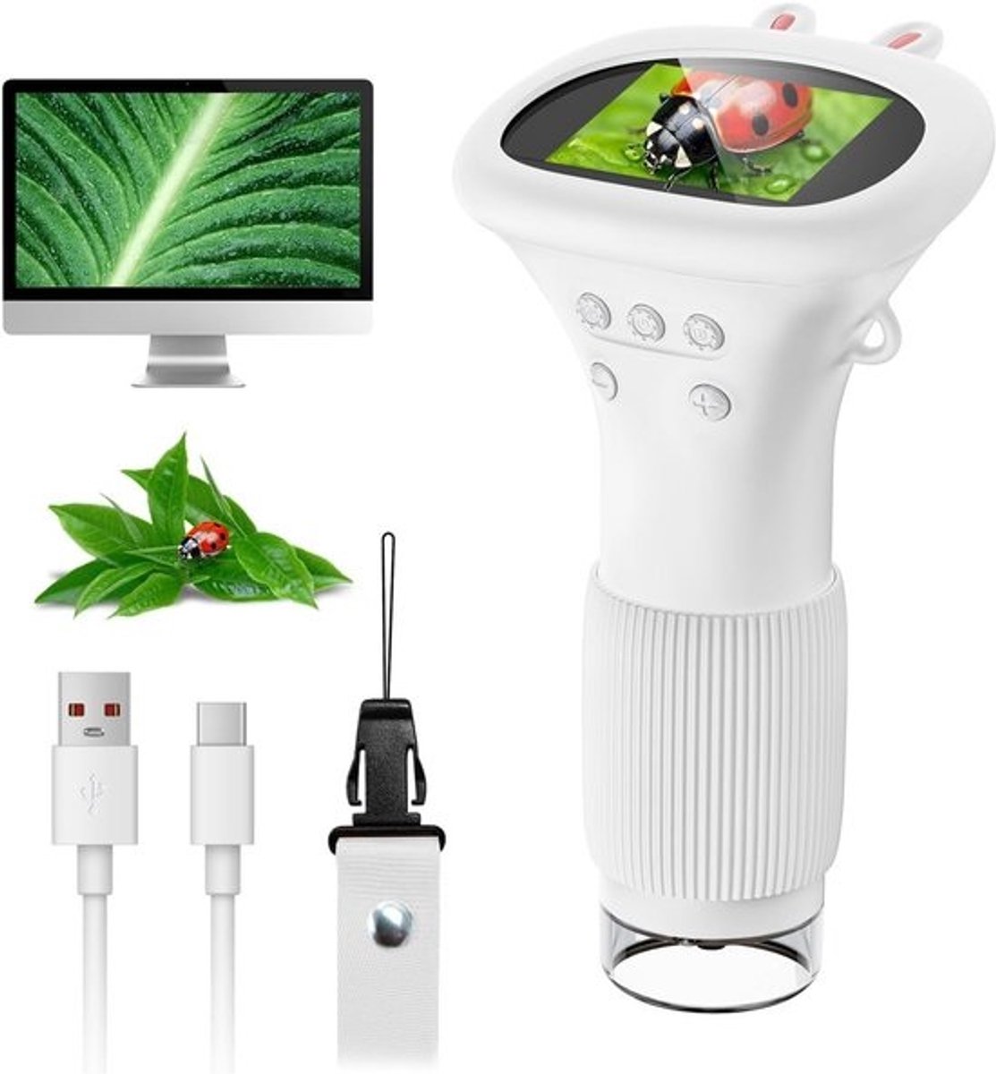 Digitale Kindermicroscoop met IPS Scherm en 1000x Vergroting - Oplaadbaar