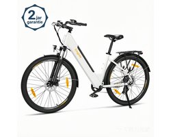 Eleglide T1 ST Elektrische Fiets-Lage instap, verwijderbare 468Wh accu, tot 100 km bereik, 250W motor, Shimano 7 versnellingen, voorvork met vergrendeling, IPX4 spatwaterbestendig-Wit