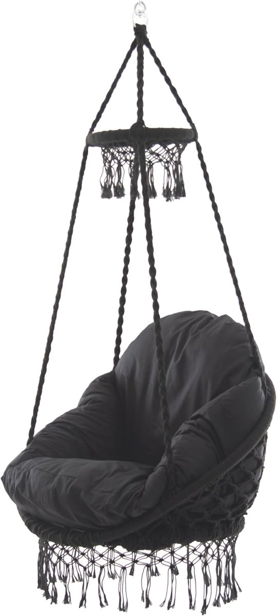 stoel van polyester macramé met sierrand - Eclipse