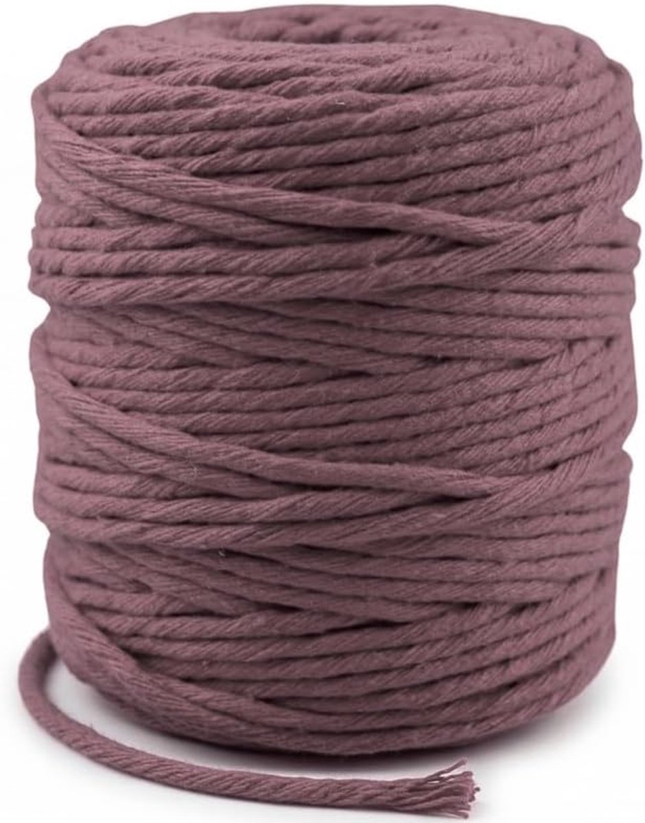 Macramé garen 5 mm x 100 m - natuurlijk katoengaren gedraaid (single twist) - ecologisch macramé touw voor doe-het-zelf, wandbehang, hangende plantenhangers & decoratie, geschikt voor
