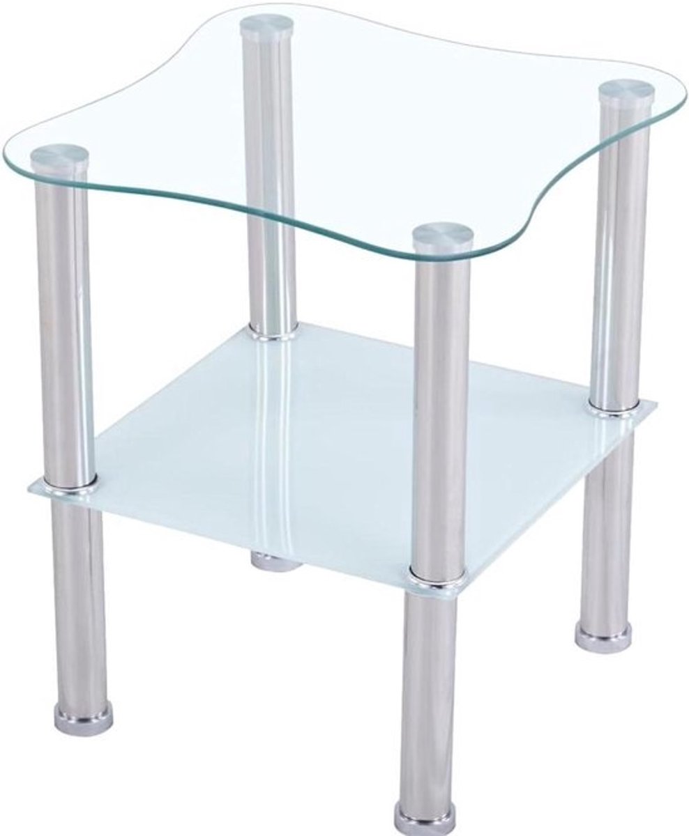 Salontafel Glas - Bijzettafel Woonkamer - Meubels Plaatsen - Veiligheidsglas Facet - 40 x 40 x 47 cm - Zwart