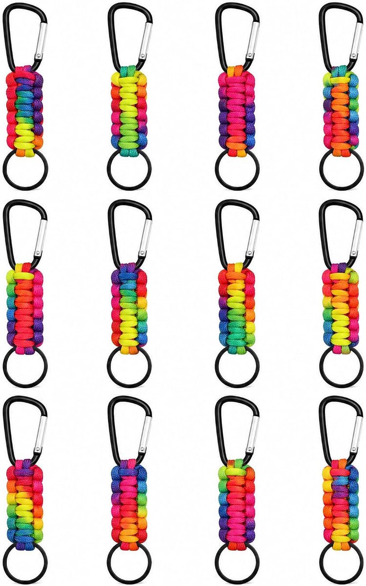 12 stuks sleutelband karabijnhaak met schroefsluiting, mini kleurrijke karabijnhaak, sleutelhanger, sleutelring voor tas, rugzak, outdoor, camping, mannen en vrouwen