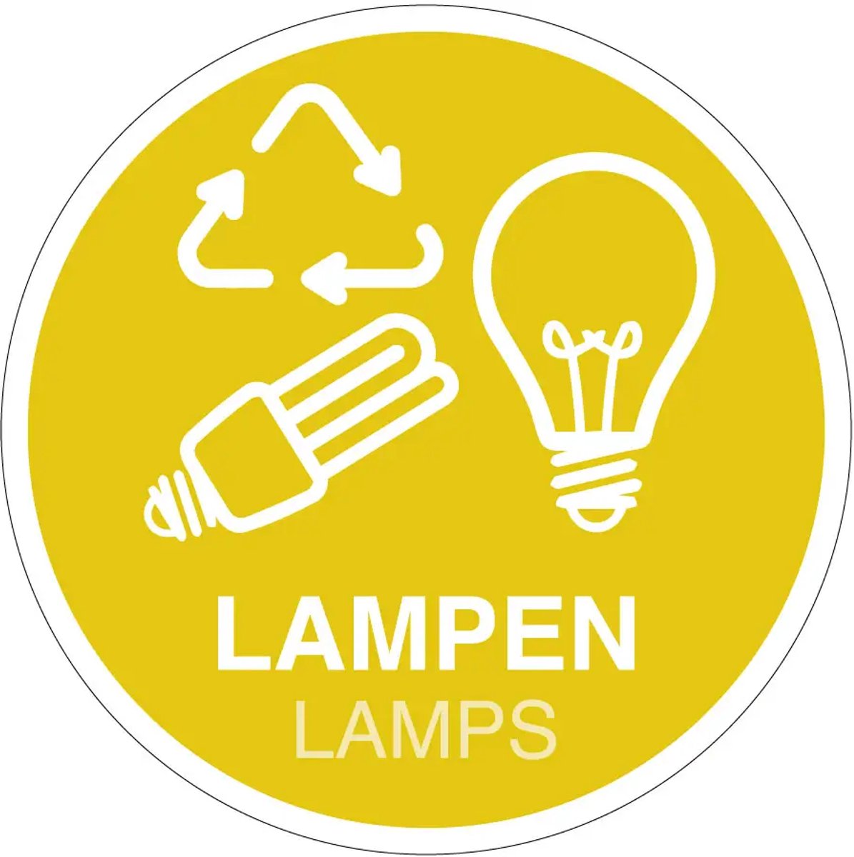 Lampen afval sticker | 20 cm