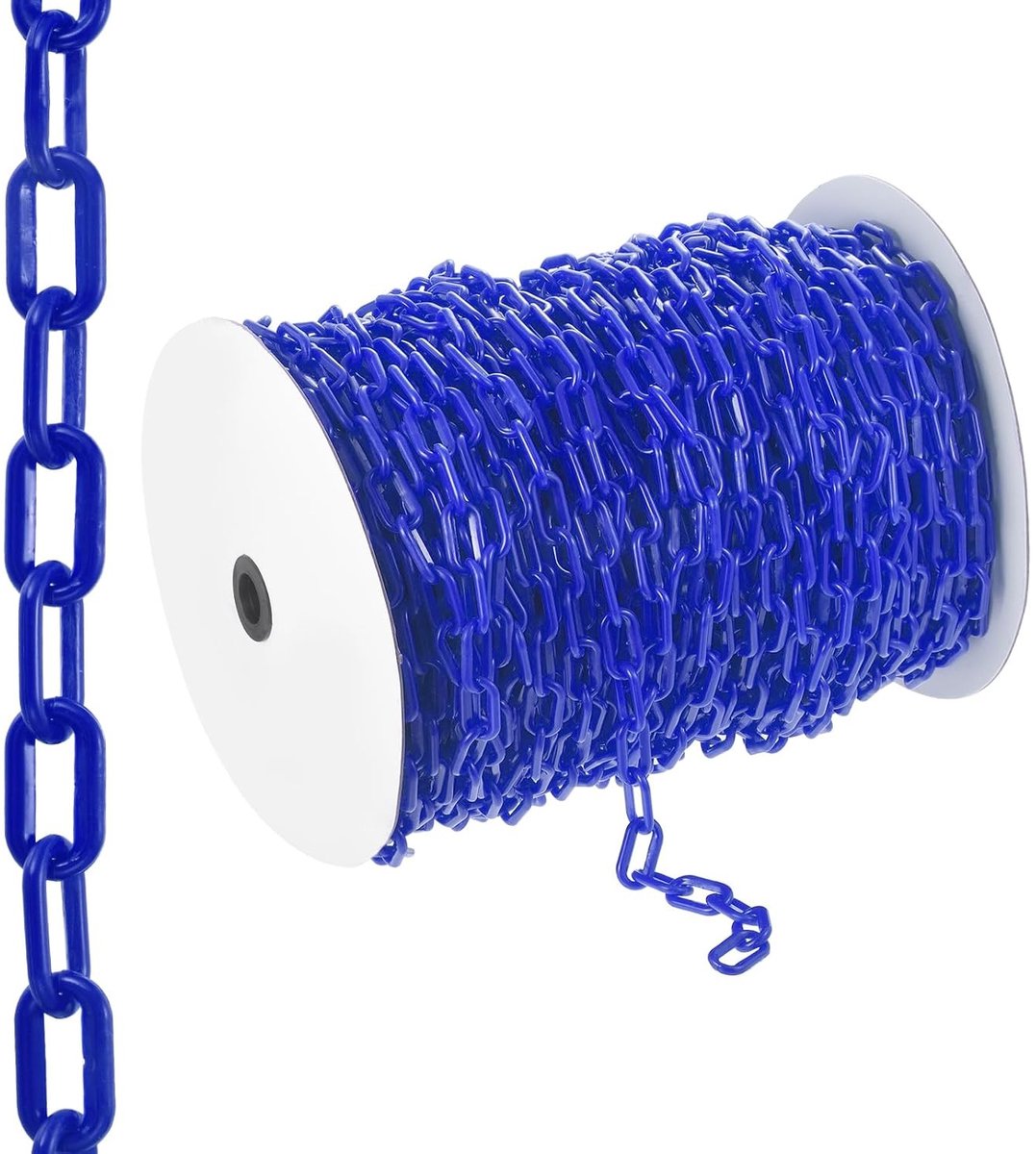 300 ft Plastic End Chain voor Veiligheid, Crowd Control en Tuinhek - Blauwe Plastic Ketting voor Poorten, Bouw en Parkeren