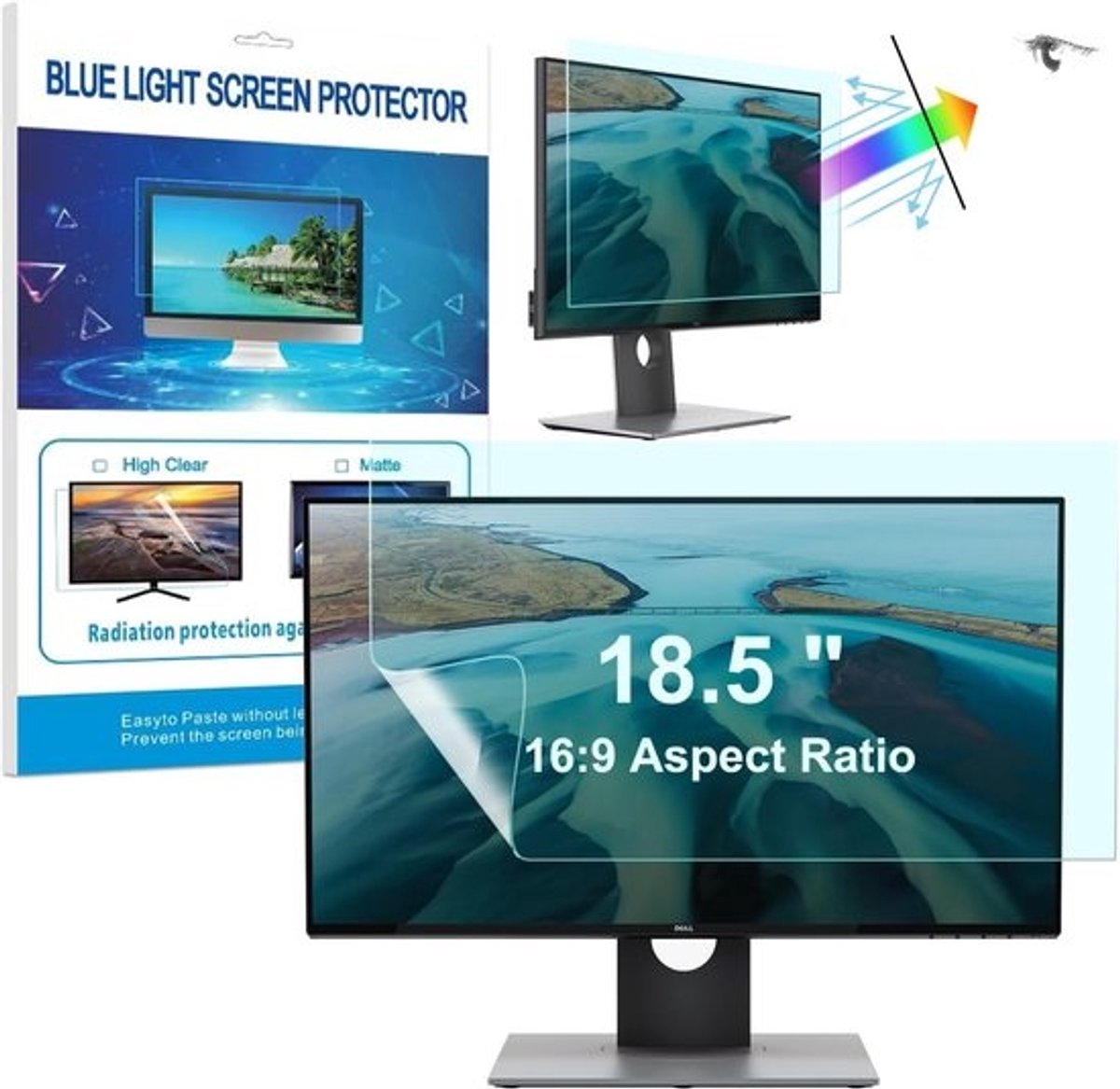 18,5 inch Monitor Privacyfilter en Anti-Blauw Licht Schermbeschermer