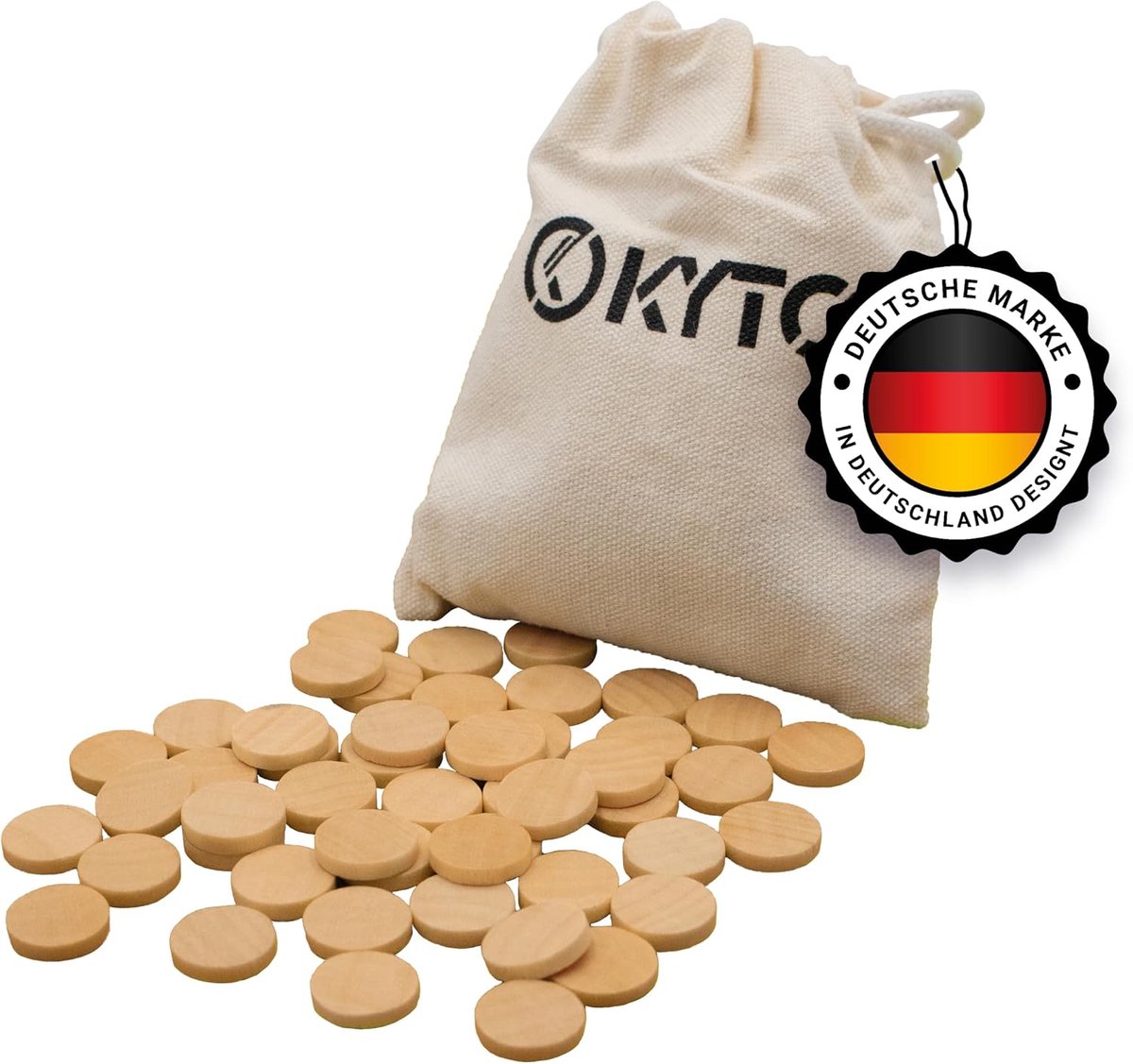 Bingo-chips voor bingo-speelkaarten 14/3 mm, houten blokken, telstenen, markeerstiften of andere chips, met stoffen zak