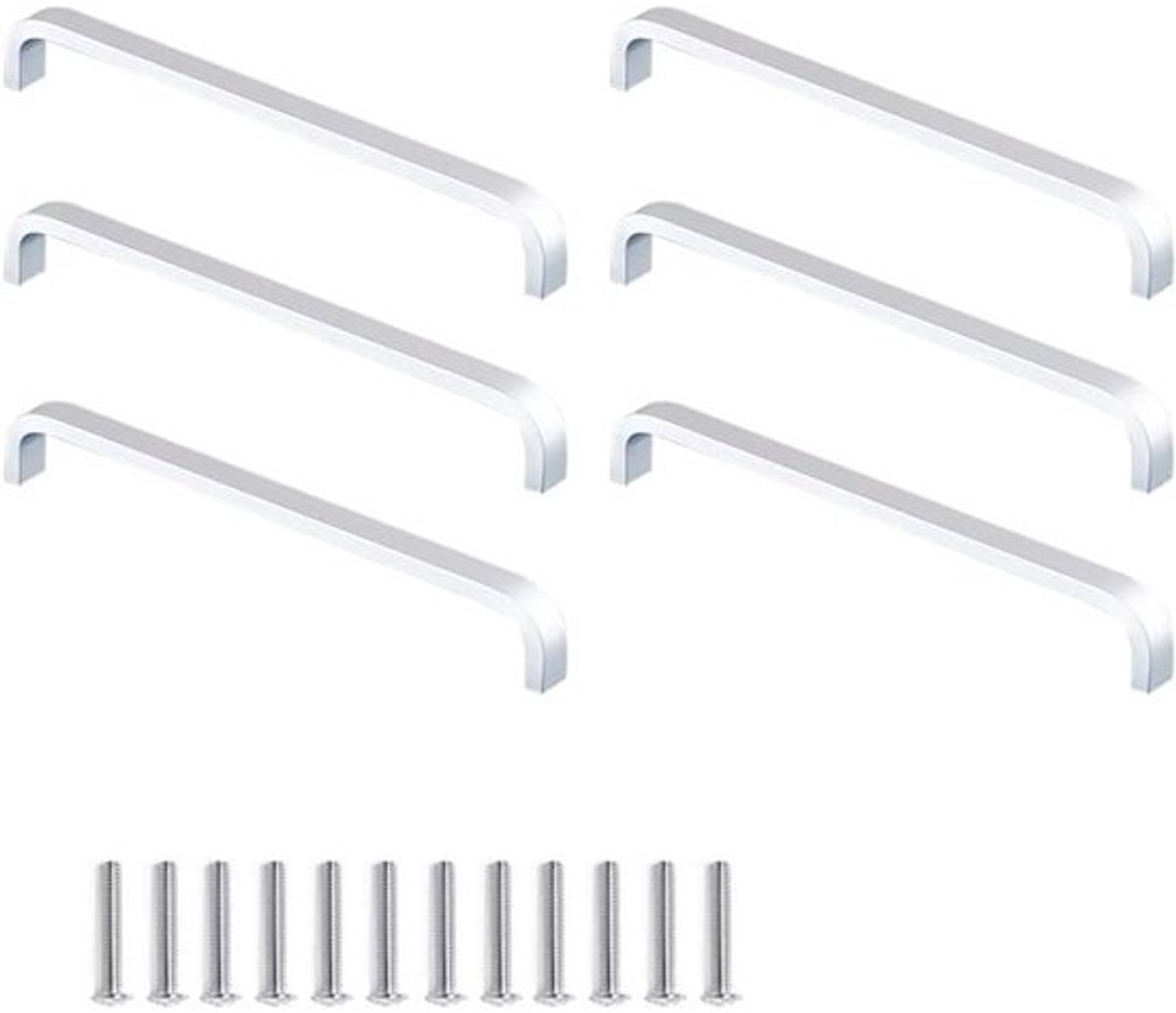 Moderne 6-delige set aluminium kastgrepen voor keukenkasten en lades - 160mm gatafstand, stijlvolle meubelknoppen en deurhandgrepen