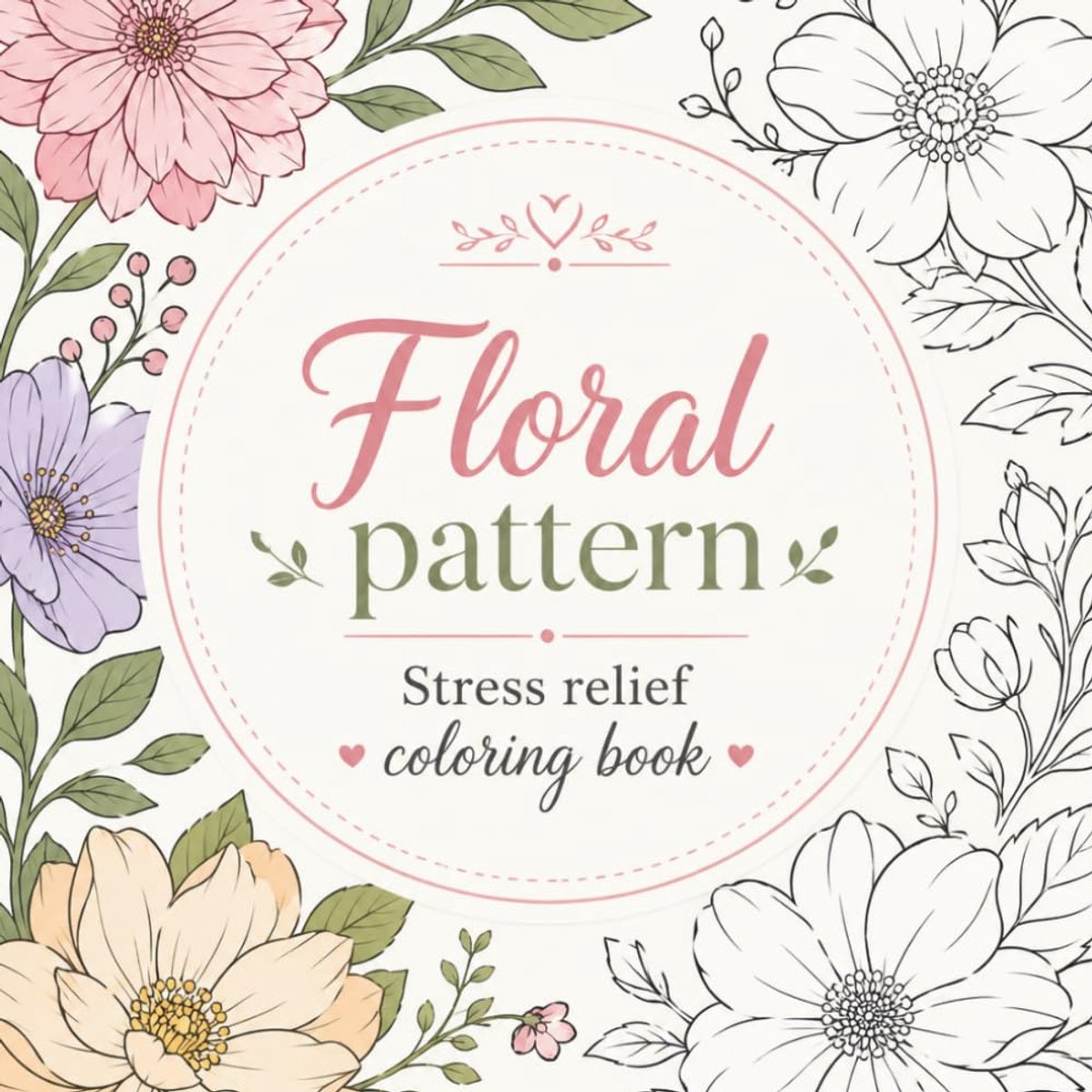 Pattern Stress Relief Adult Coloring Book: 54 Unique Floral Designs for Relaxation, Mindfulness & Stress Relief