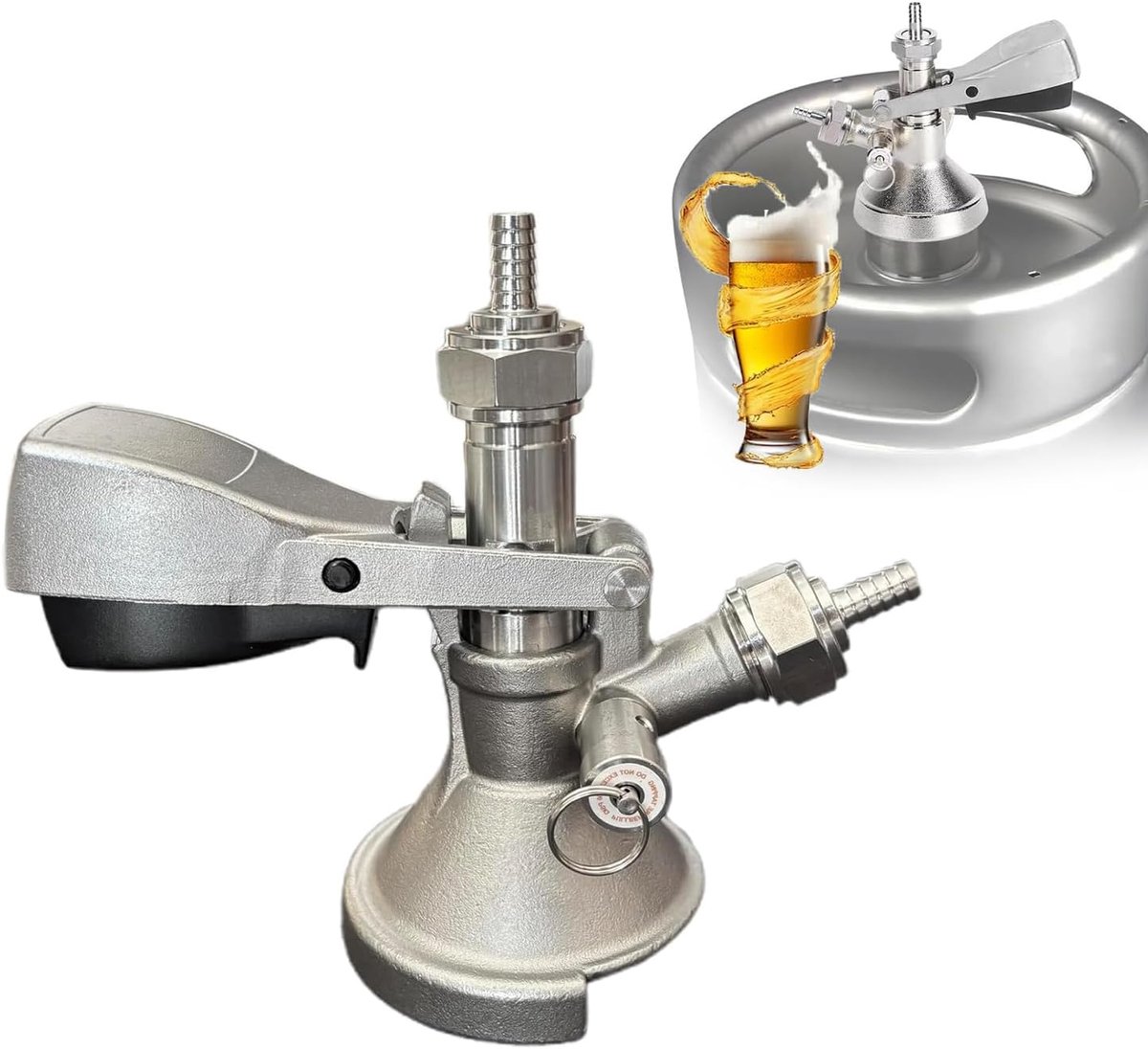 tapkop type A, G5/8 schroefdraad tapkraan biervat, 304 roestvrij staal biervat met overdrukventiel, vat kranen biertapkraan voor thuisbrouwsysteem, bars, restaurants en familiefeesten