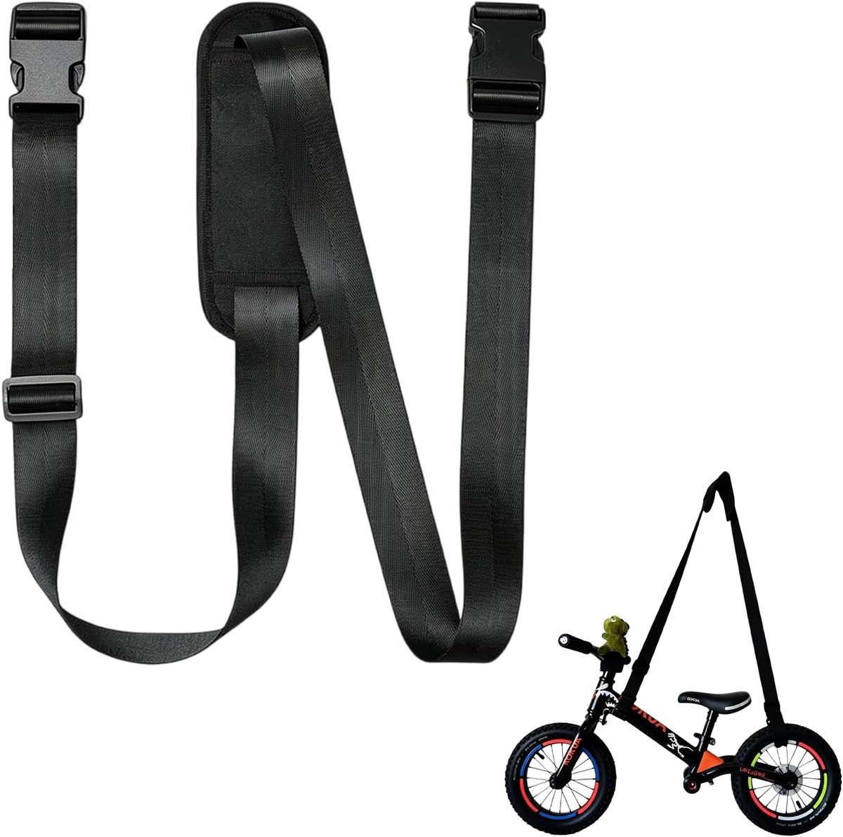 Accessoires: schouderriem, draagriemen voor loopfietsen en scooters, lichtgewicht, comfortabel en verdikt, universeel verstelbare loopfiets draagriem, ideaal voor alle