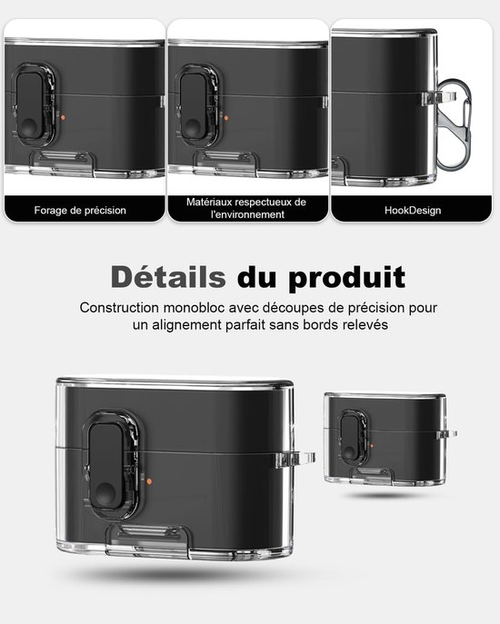 zwarte TPU-hoes voor Sony-WF-1000XM6 - Accessoires inbegrepen: draagkoord en 8-vormige ring - Krasbestendige schokbescherming, directe installatie, helder ontwerp — afbeelding 2