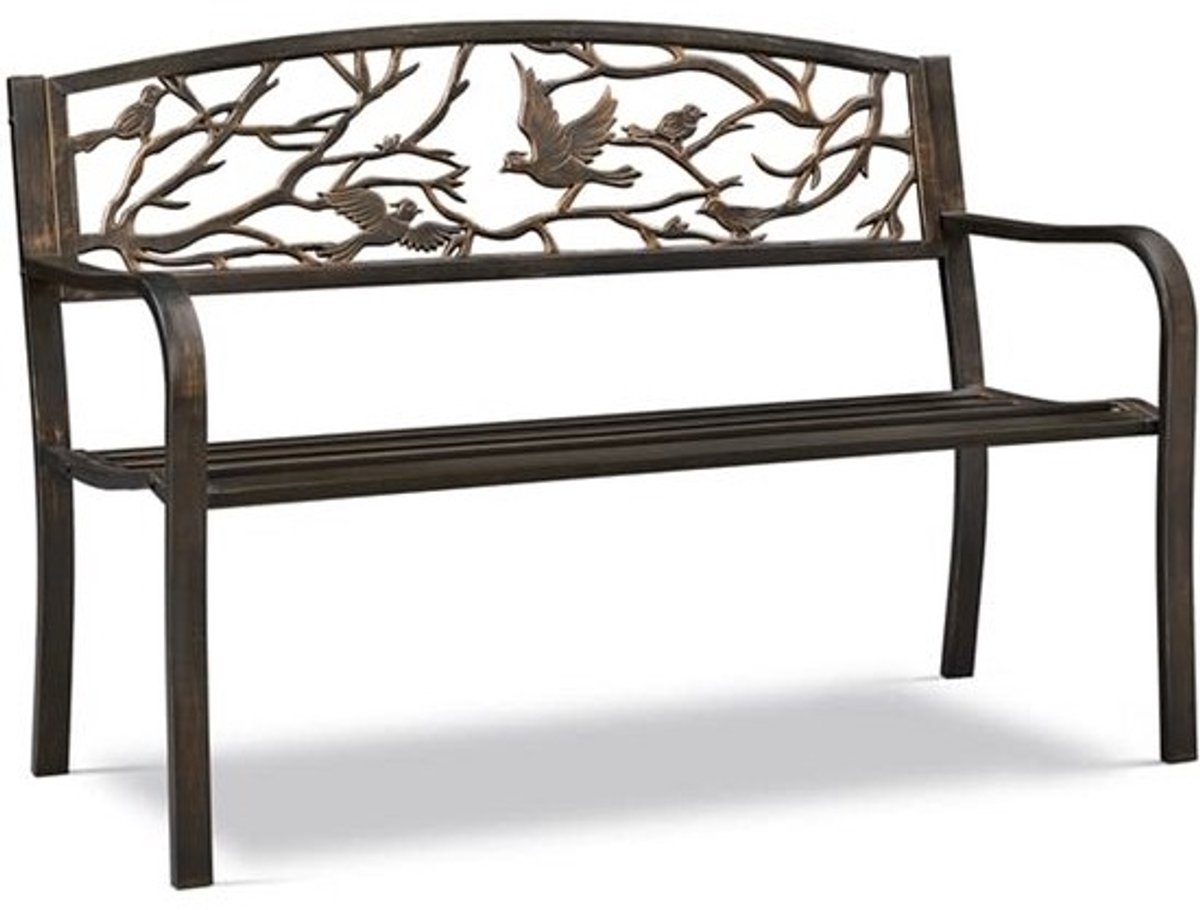 Metalen Tuinbank voor 3 Personen - Retrostijl Buitenbank met Rug- en Armleuning - Ideaal voor Tuin, Terras en Balkon