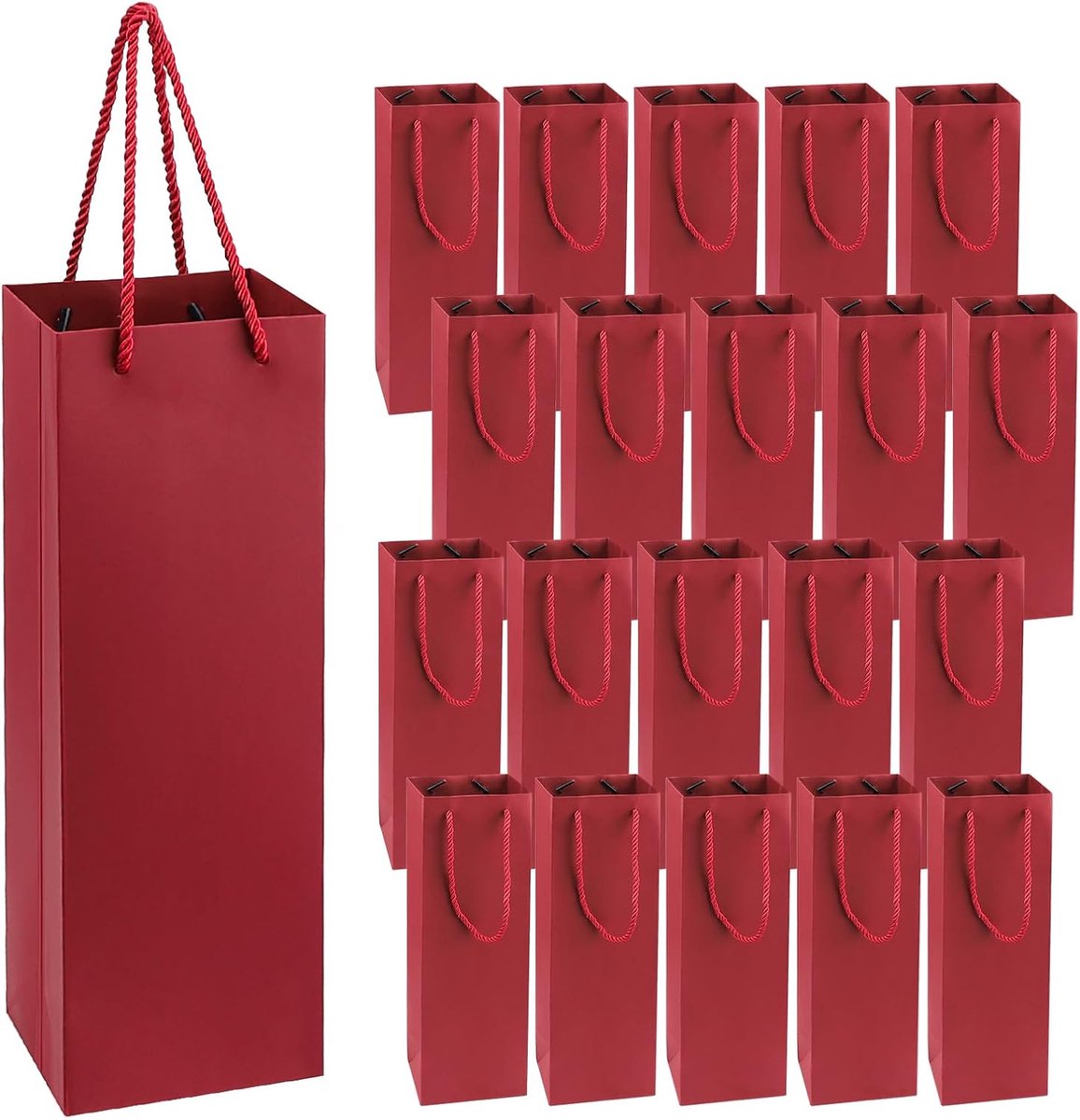 Geschenkzakjes voor wijn, 20 shoppers voor wijnflessen, papieren zakken, cadeauzakjes voor wijn, wijnzakken voor bruiloften, feesten
