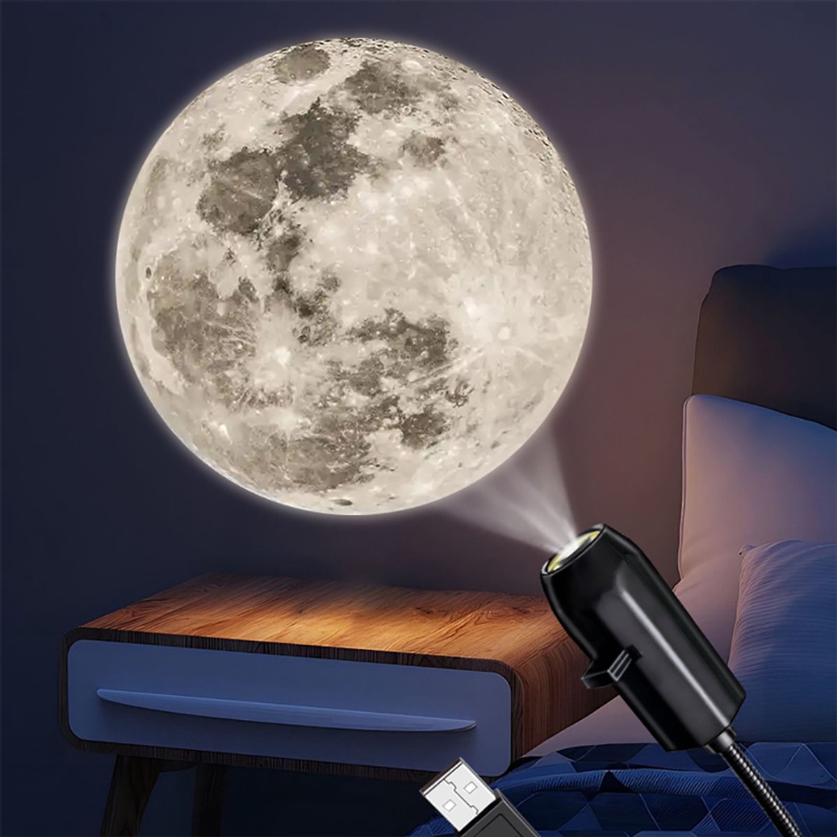 Sterrenprojector - 2-in-1 Projector - Planet Projector - Met 1 Films - Sterren Nachtlamp - Projectorlamp - Nachtlampje - Galaxy Projector - Sterrenhemel Projector - Sterrenlamp - HD - Plug-and-play - USB - Cadeau - Voor Auto en Kinderkamer - Maan