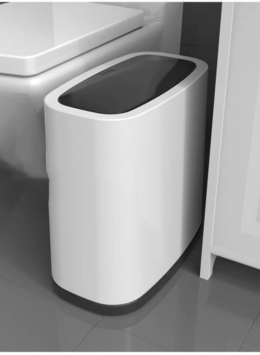 12 liter rechthoekige plastic vuilnisbak afvalbak, slanke afvalbak voor badkamer. (zwart)