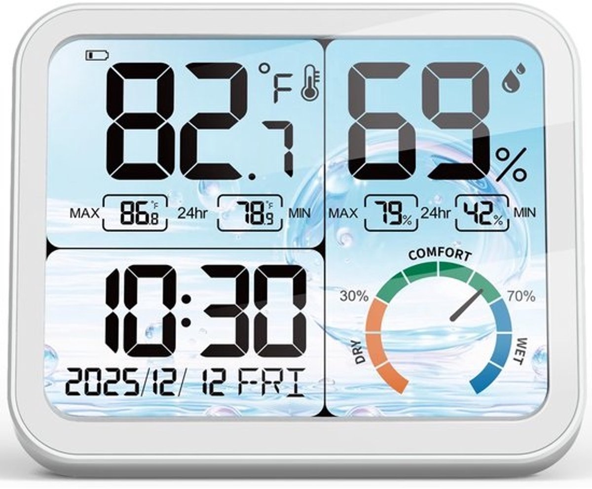 Digitale Hygrometer & Thermometer Binnen met Groot Display | Nauwkeurige Luchtvochtigheidsmeter & Kamertemperatuur met Max/Min
