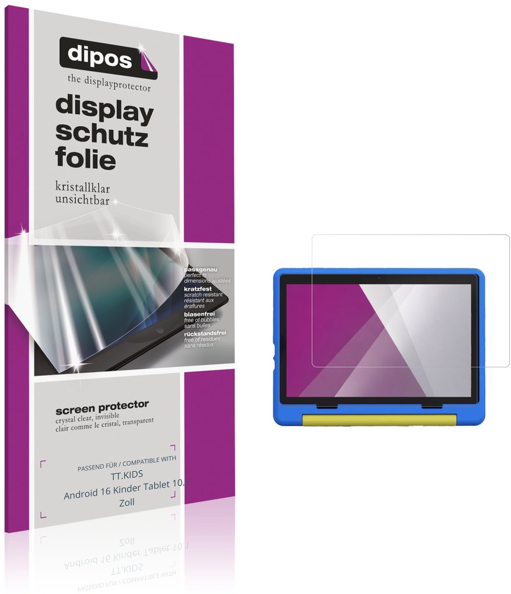 dipos – 2x Beschermfolie geschikt voor TT.KIDS Android 16 Kinder Tablet 10.1 Inch | Krasbestendige & heldere Screenprotector Ultra-Thin