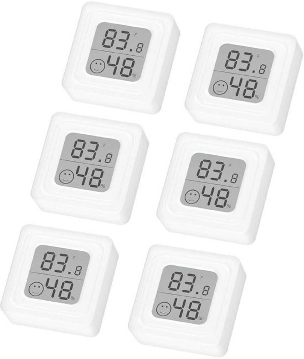 6 Stuks Digitale Binnen Hygrometer & Thermometer met LCD Scherm