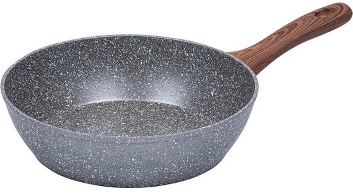 Koekenpan - Wokpan Braadpan - Koken en braden - Vierlaagse anti-aanbaklaag - 26 cm - Zwart