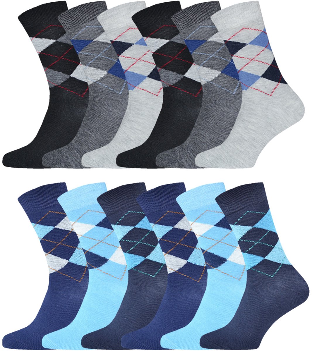 Voordeelpakket Sokken | Herensokken | Merk: Gianvaglia | Kleur: Grijs Blauw | Maat: 39-42/ 43-46 | 12 Paar
