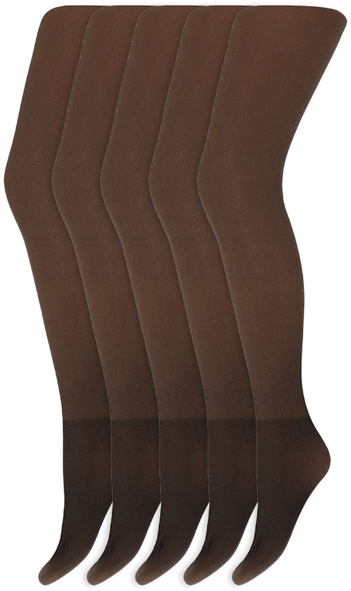 Panty Met Fleece Voering | 200 Denier | Merk: Marianne | Maat: S T/M Xxl | Kleur: Bruin | 5 Paar