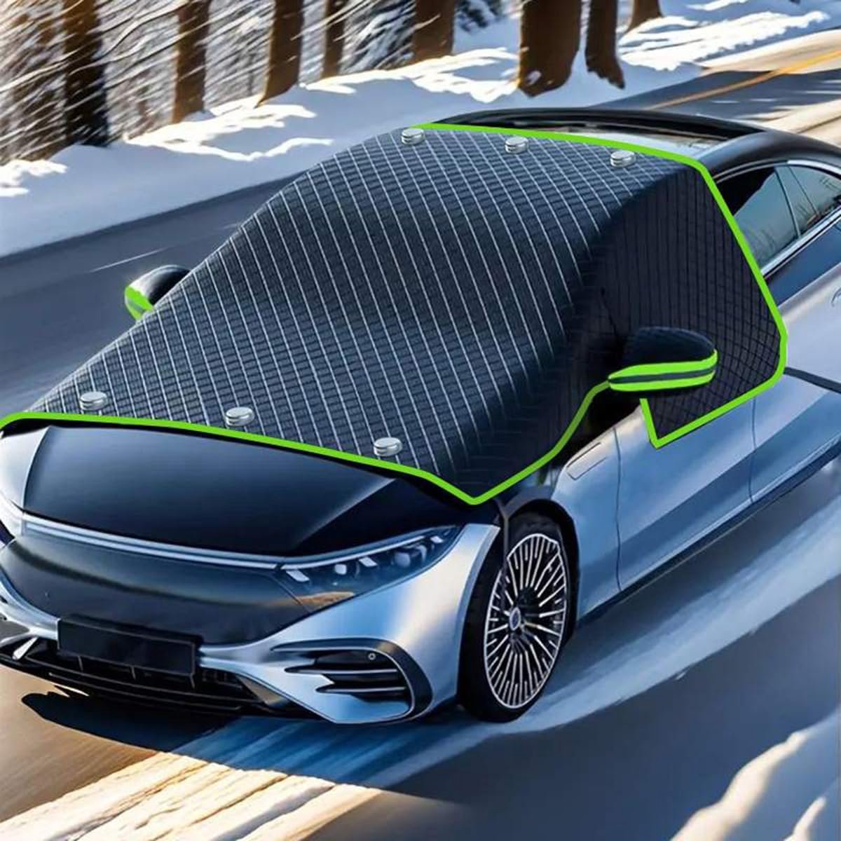 HisKes Anti vries deken auto - Auto-zonnescherm voor de voorruit - Antivriesdeken voor de auto - IJsdeken - Sneeuwdeken - Voorruitbescherming - Auto-zonnescherm - Voorruitbeschermer - 6 magneten