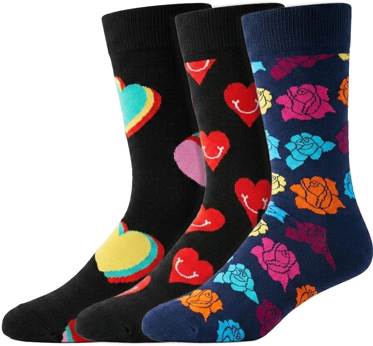 3 Paar – Happy Socks – Thema Liefde – Dames & Heren – Katoen – Maat 41/46