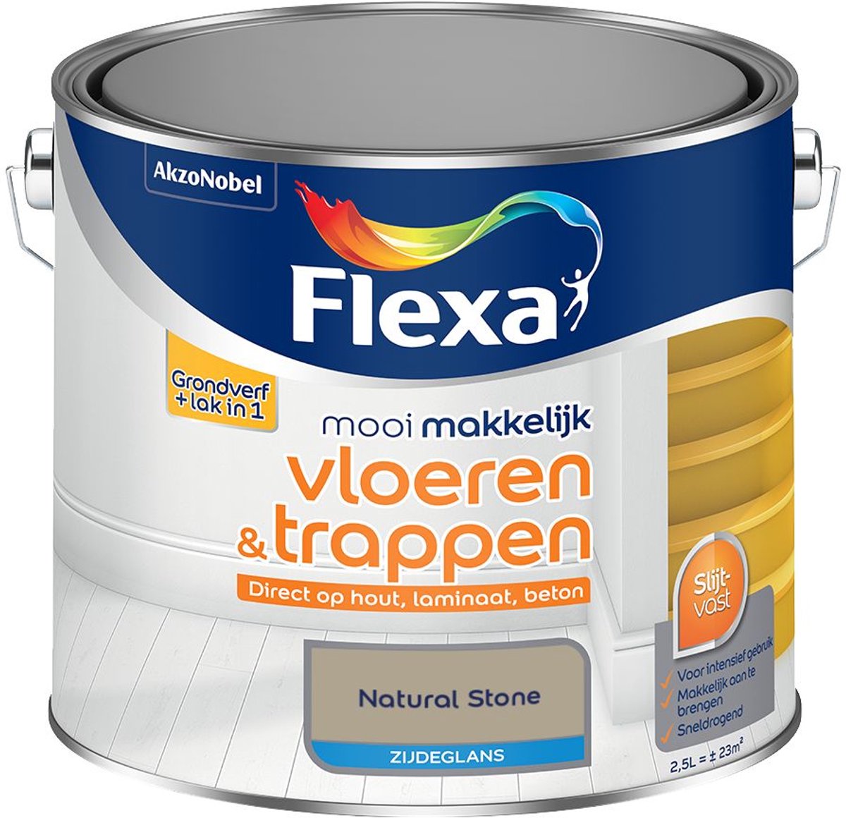 Flexa - Mooi Makkelijk Vloeren & Trappen Zijdeglans - Natural Stone - 2,5 L - Kleur Van Het Jaar 2027