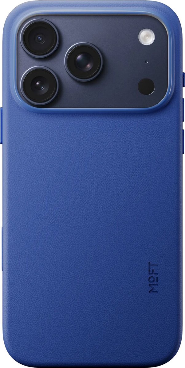MOFT Hoesje Geschikt voor iPhone 18 Pro - MOVAS Snap Back Cover - Compatibel met MagSafe - Vegan Leer Case - Beschermhoes Dun - Duurzaam - Blauw