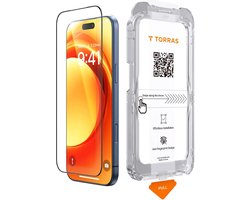 TORRAS Install Master Geschikt voor Apple iPhone 18 Pro - Screen Protector met Frame - 9H Tempered Glass - Gemakkelijke Installatie - Volledig Dekkend - Militair Getest Glas