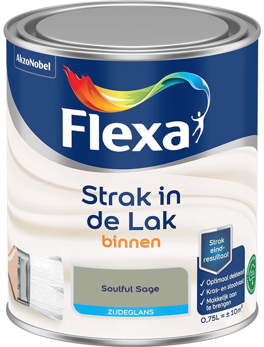 Flexa - Strak In De Lak Binnenlak Zijdeglans - Soulful Sage - 750 Ml - Kleur Van Het Jaar 2027